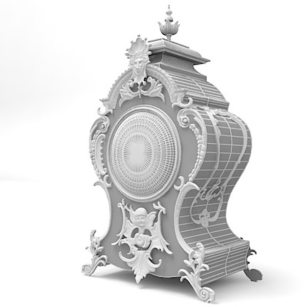3d model of fireplace clock classic candelabra - Fireplace clock Classic  and candelabra by shop3ds